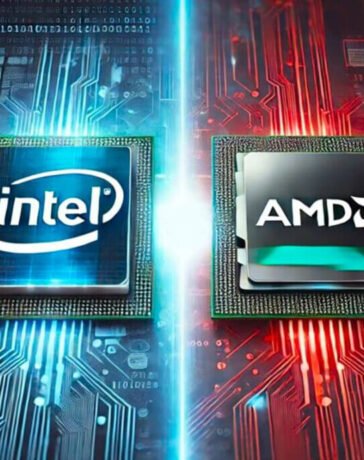 Processadores Intel e AMD lado a lado em comparação tecnológica de 2025.