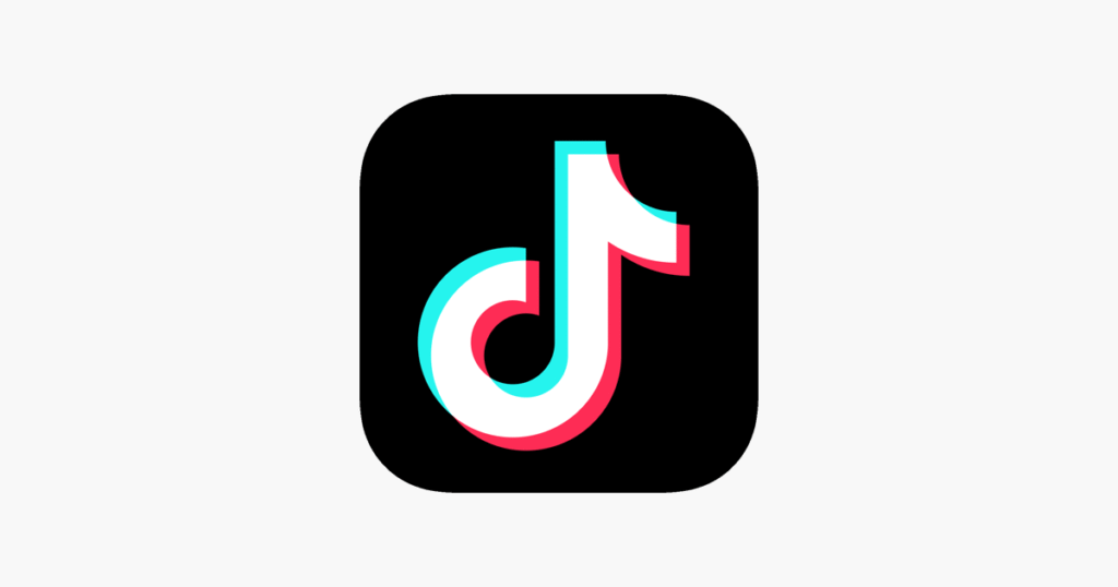Ícone oficial do aplicativo TikTok em fundo preto.