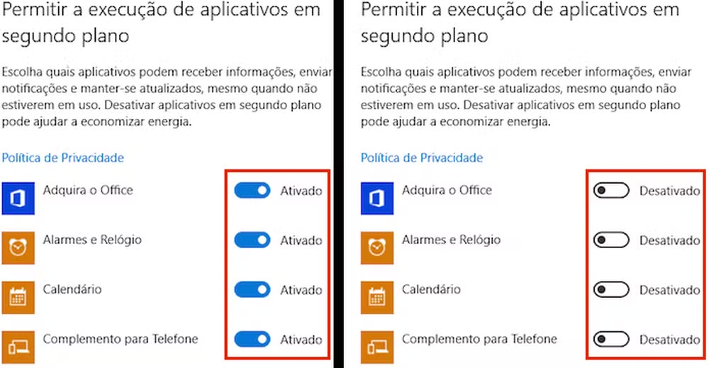 Desativando os aplicativos em segundo plano no Windows